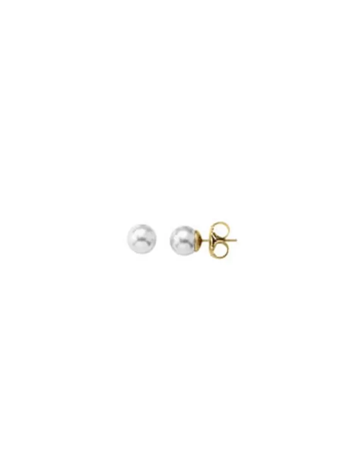 Hot Majorica Earrings Lyra Gold Plated With 6Mm White Pearl