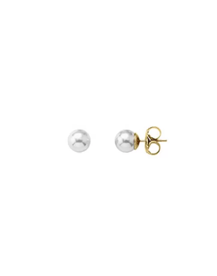 New Majorica Earrings Lyra Gold Plated With 7Mm White Pearl