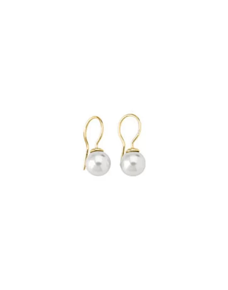 Cheap Majorica Earrings Lyra Gold Plated With White Pearl 9Mm
