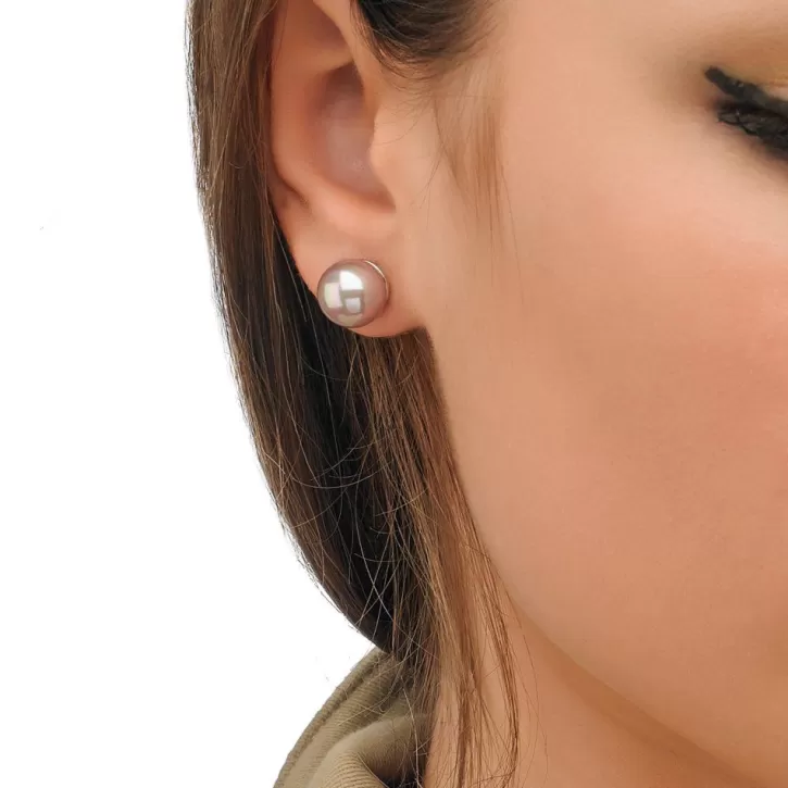 Fashion Majorica Earrings Lyra Silver With 10Mm Nuage Pearl