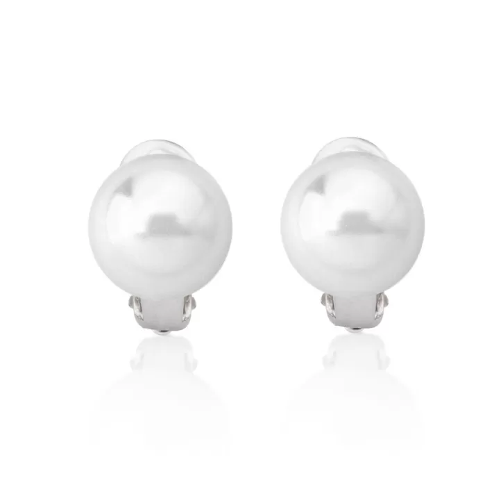 Clearance Majorica Earrings Lyra Silver With 12Mm White Pearl Omega Clasp