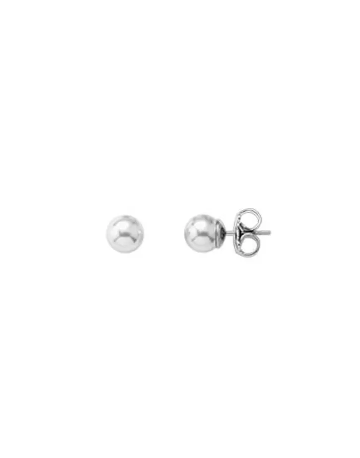 New Majorica Earrings Lyra Silver With 7Mm White Pearl
