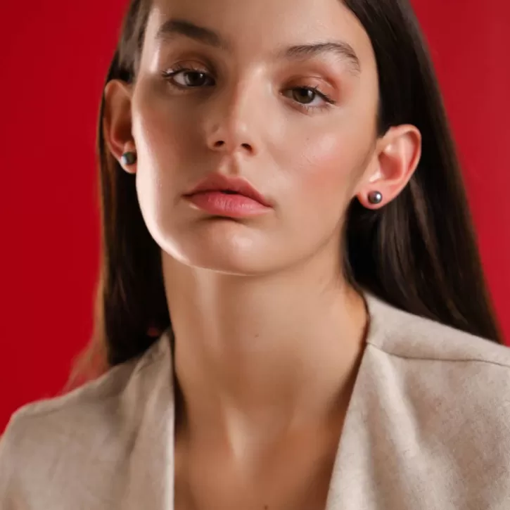 Hot Majorica Earrings Lyra Silver With 8Mm Gray Pearl