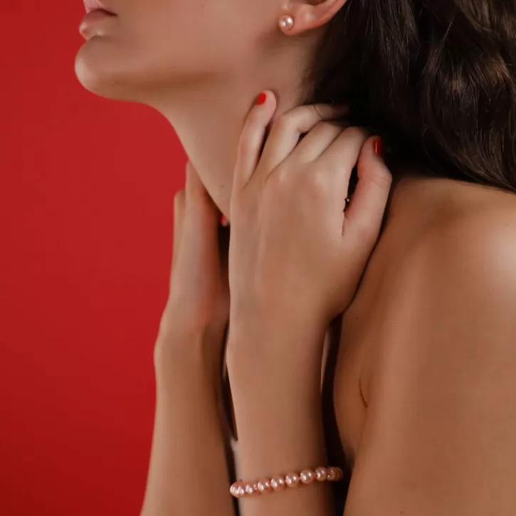 Online Majorica Earrings Lyra Silver With 8Mm Pink Pearl