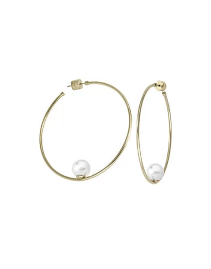 Clearance Majorica Earrings Marianela Golden Steel Big