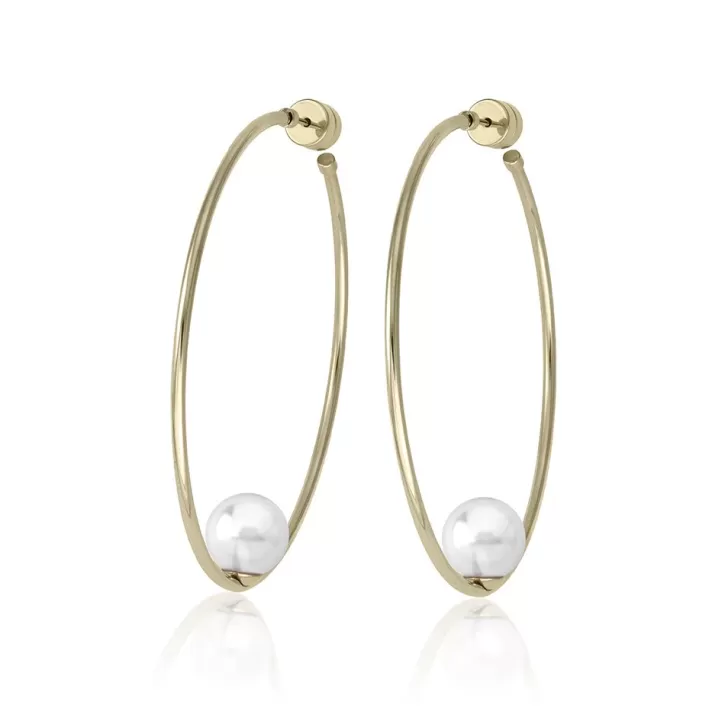 Clearance Majorica Earrings Marianela Golden Steel Big