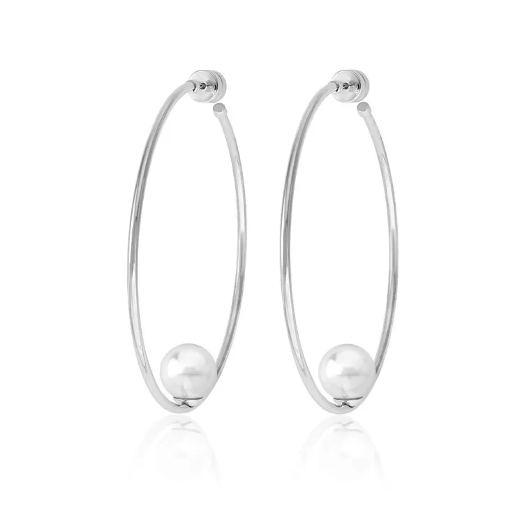New Majorica Earrings Marianela Steel Big