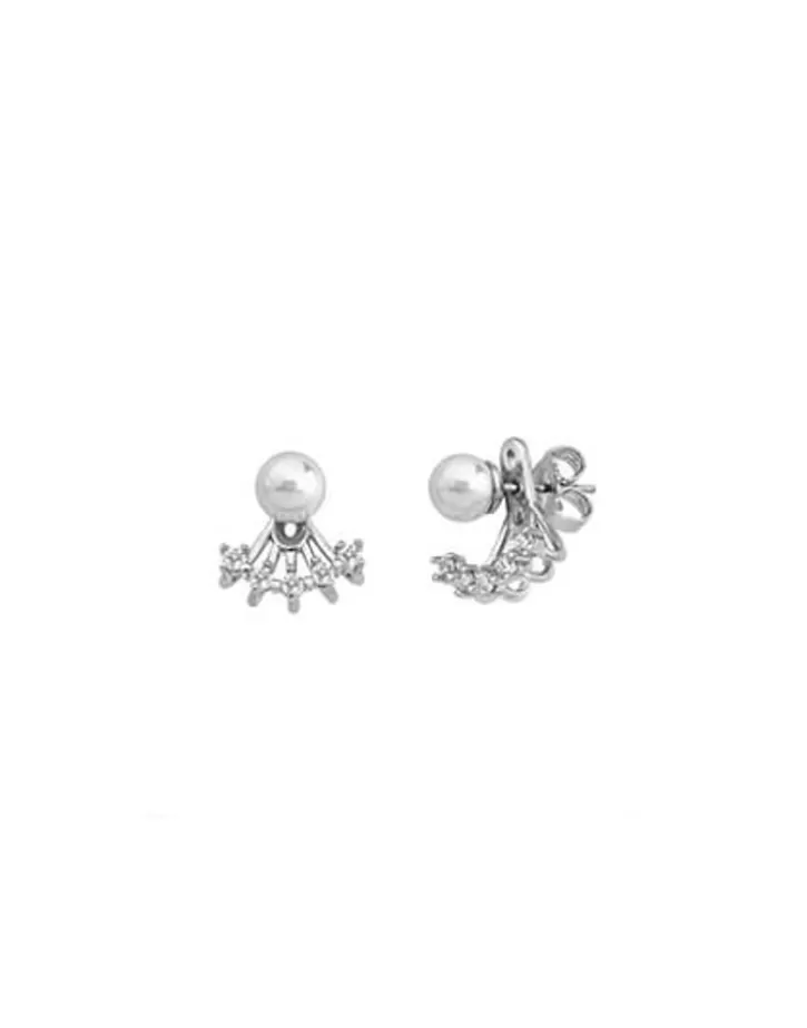 Flash Sale Majorica Earrings Mood Silver With 6Mm White Pearl And Zircons