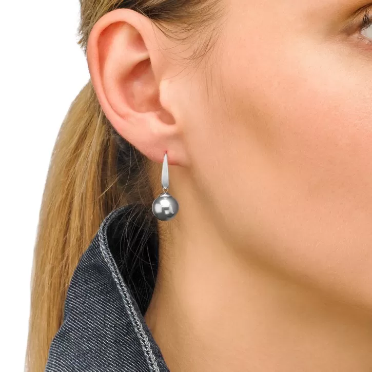 Outlet Majorica Earrings Nuada Silver With 10Mm Gray Pearl
