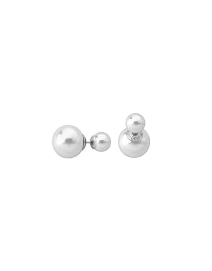 Outlet Majorica Earrings Polar Silver With 8 And 14Mm White Pearls