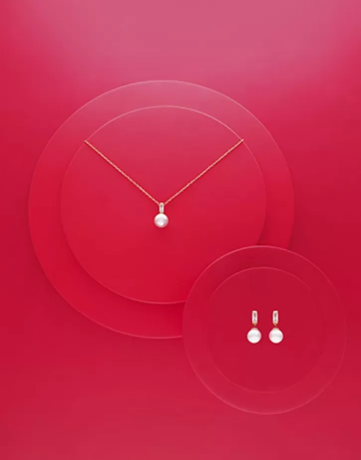 Hot Majorica Earrings Selene Gold Plated With 8Mm White Pearl And Zircons