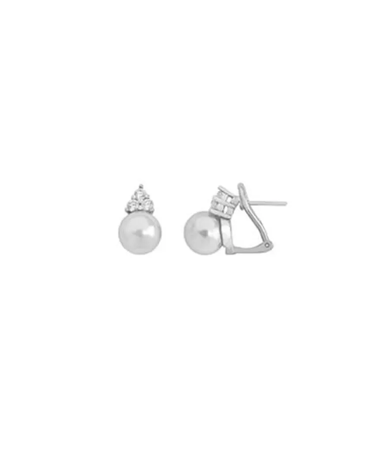 Best Sale Majorica Earrings Selene Silver With 10Mm White Pearl And Zircons