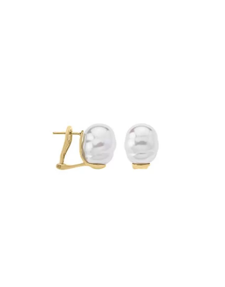 Best Majorica Earrings Tender Gold Plated With 12Mm White Baroque Pearl