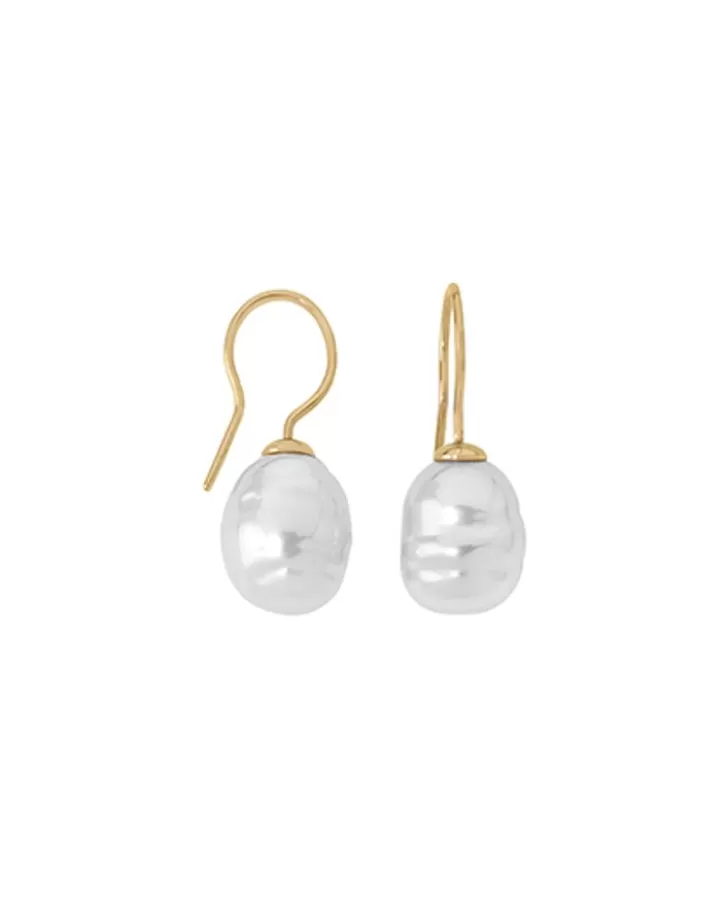Sale Majorica Earrings Tender Gold Plated With 12Mm White Baroque Pearl