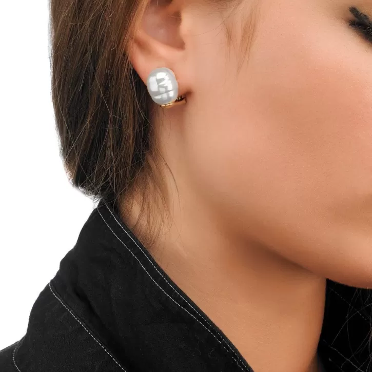 Best Majorica Earrings Tender Gold Plated With 12Mm White Baroque Pearl
