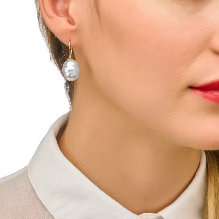 Sale Majorica Earrings Tender Gold Plated With 12Mm White Baroque Pearl
