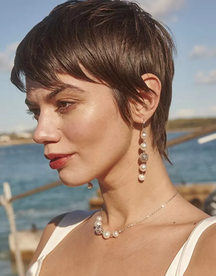 eternal_earrings_with_round_pearls_and_cutwork_ball_in_silver_4.webp Clearance Majorica Eternal Earrings With Round Pearls And Cutwork Ball In Silver