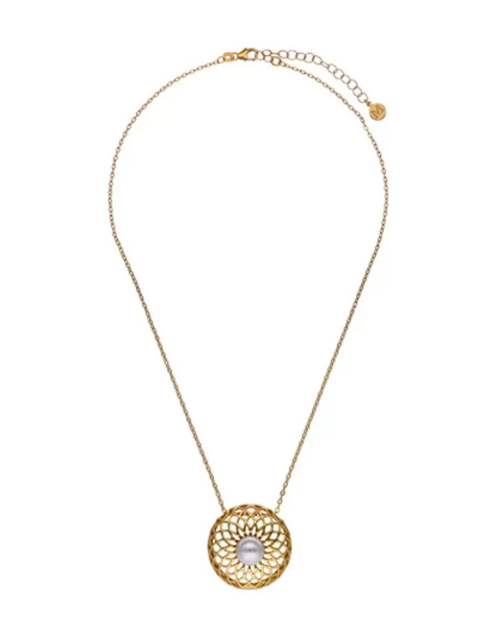 Best Majorica Etna Necklace In Gold-Plated Silver And Round Pearl 42Cm