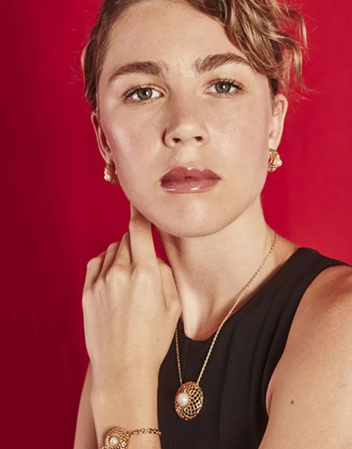 etna_necklace_in_goldplated_silver_and_round_pearl_42cm_2.webp Best Majorica Etna Necklace In Gold-Plated Silver And Round Pearl 42Cm