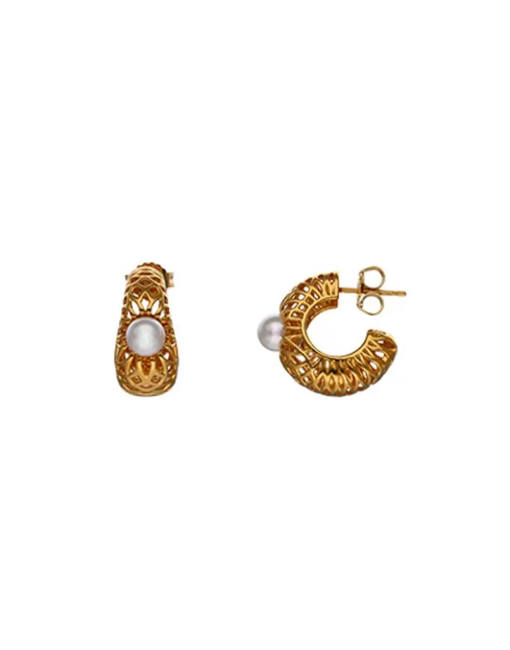 Clearance Majorica Etna Small Hoop Earrings In Gold-Plated Silver