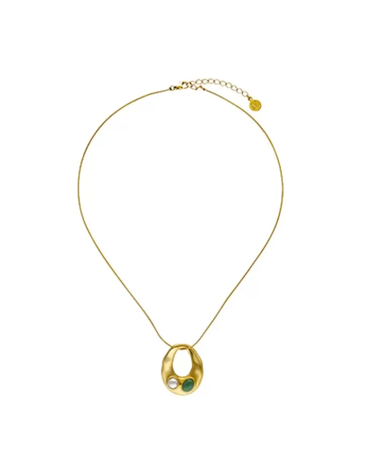 Shop Majorica Feme Chain Necklace With White Pearl And Green Agate