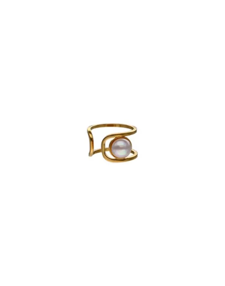 Cheap Majorica Gold Atenea Ring With Half Pearl