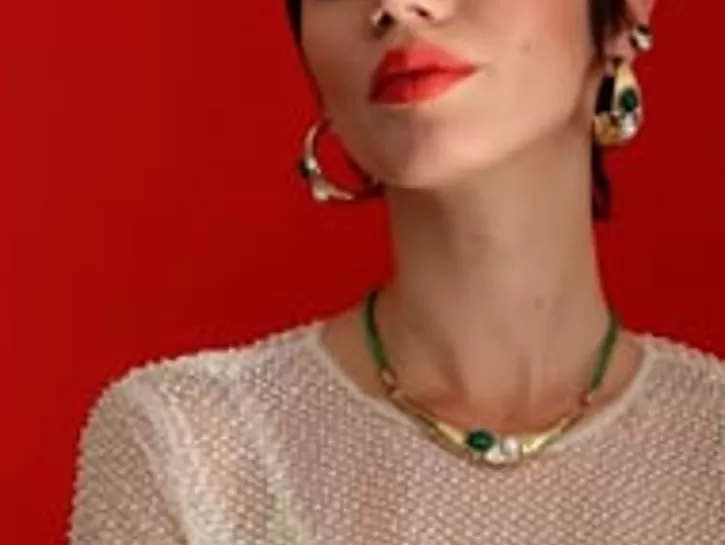 Discount Majorica Gold Feme Big Hoop Earrings With Pearls And Green Agates