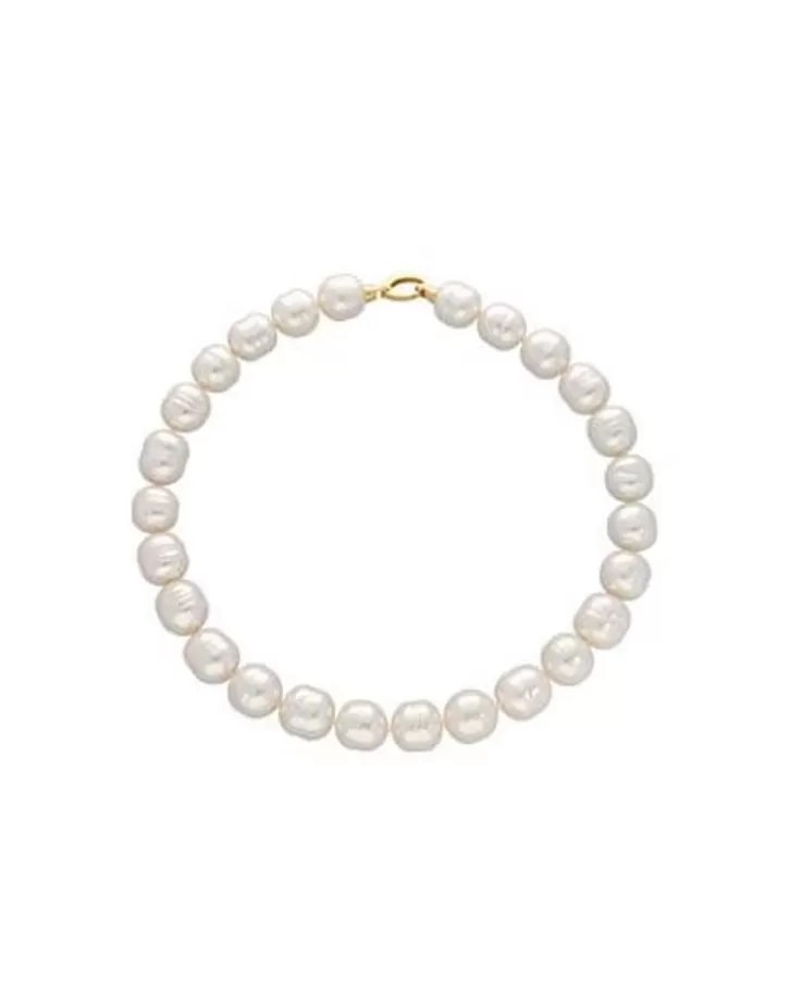 Hot Majorica Gold Plated Barroque Pearl Necklace Lyra 14Mm 42Cm