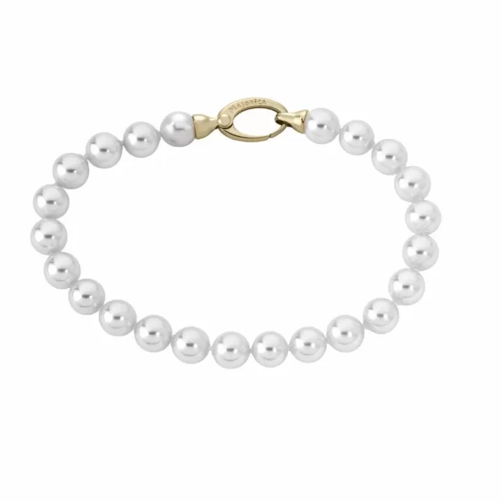 Discount Majorica Gold Plated Bracelet Lyra 6Mm White Pearls