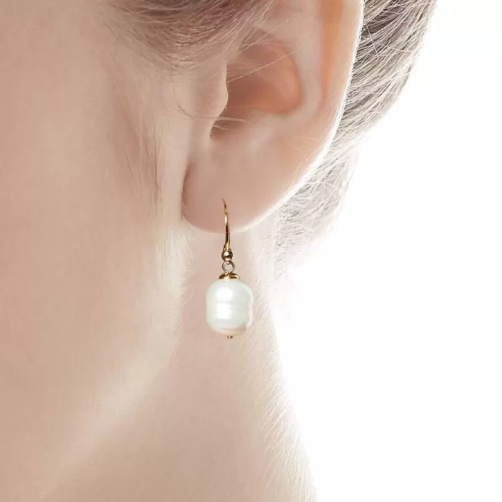 Shop Majorica Gold Plated Earrings Agora With 12Mm White Pearl