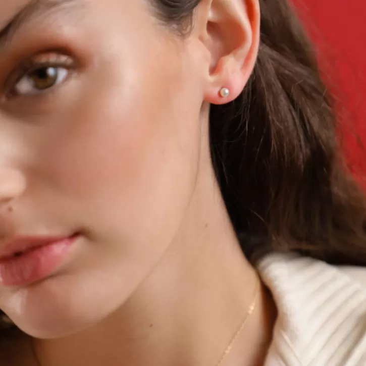 Best Majorica Gold Plated Earrings Cies With 4Mm White Pearl