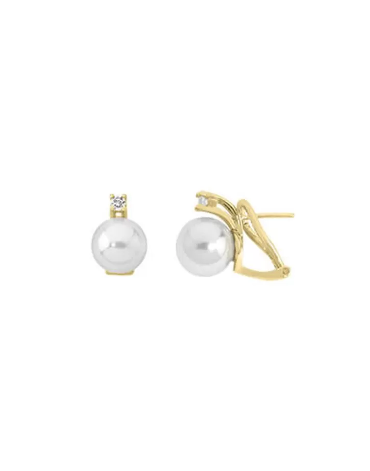 Shop Majorica Gold Plated Earrings Selene With 10Mm White Pearl And Zircons