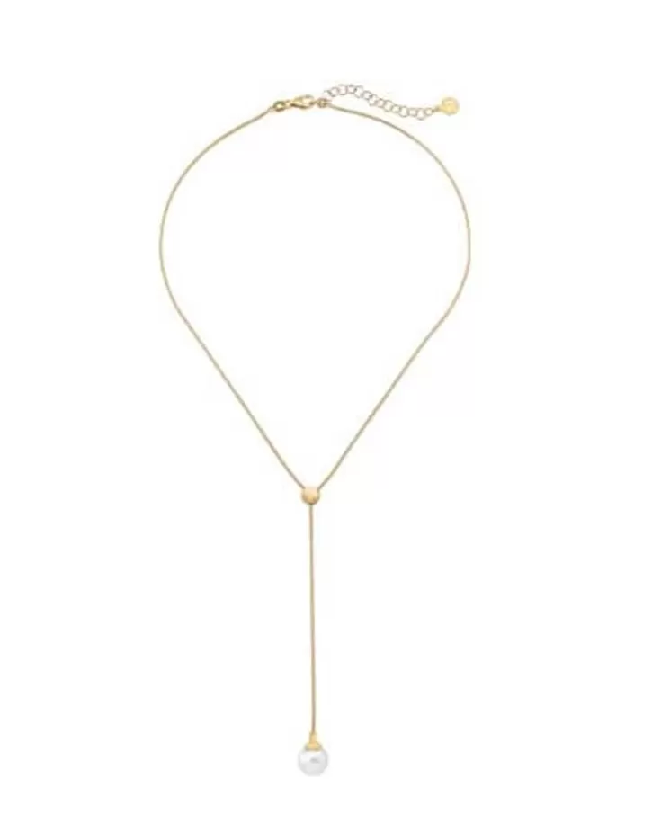 Best Sale Majorica Gold Plated Necklace Alba With White Pearl