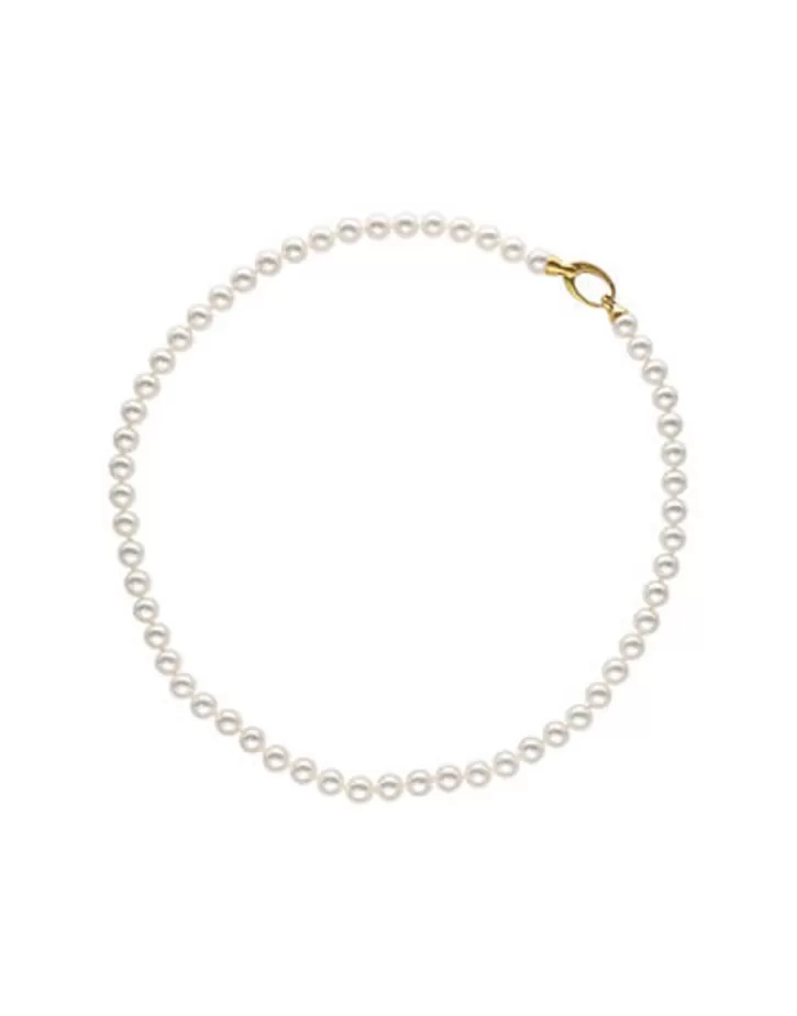 Flash Sale Majorica Gold Plated Necklace Lyra 45Cm And 6Mm White Pearls