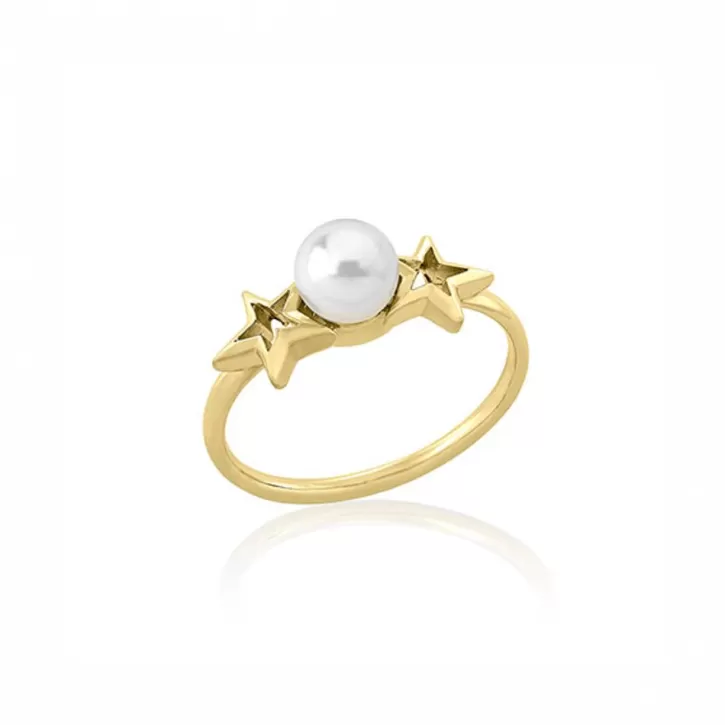 Outlet Majorica Gold Plated Ring Rock Star