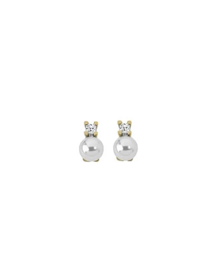 Store Majorica Gold Plated Selene Earrings With 8Mm White Pearl And Zircons