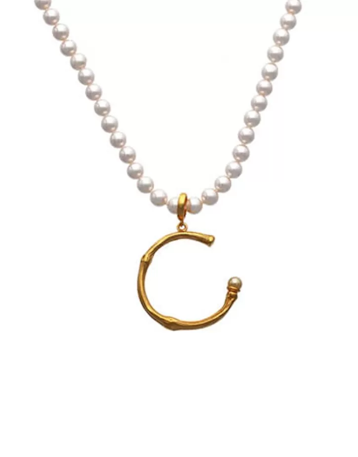 Best Majorica Golden Bamboo Pendant With Champagne-Coloured Pearl
