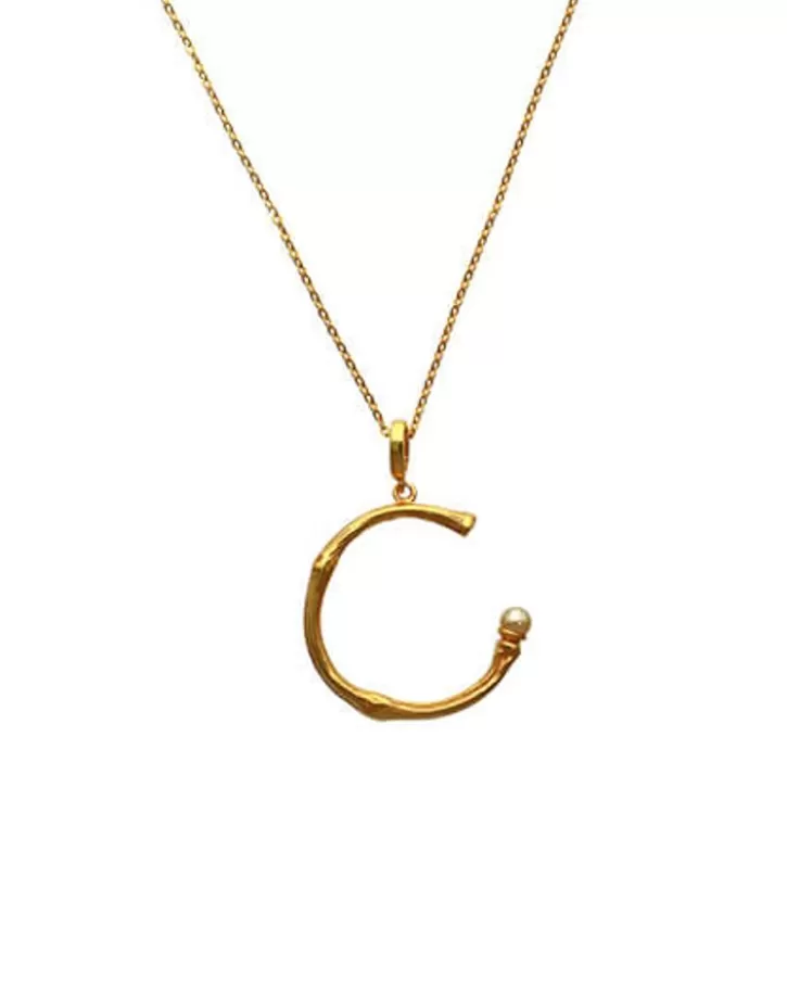 Best Majorica Golden Bamboo Pendant With Champagne-Coloured Pearl