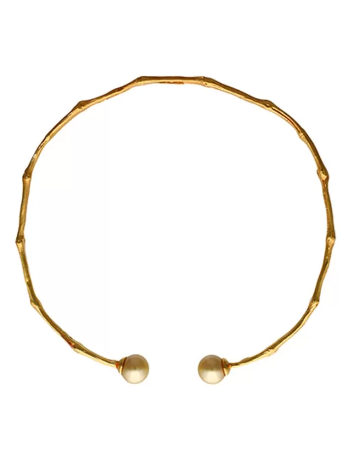 Outlet Majorica Golden Bambu Adjustable Choker With Champagne Pearls