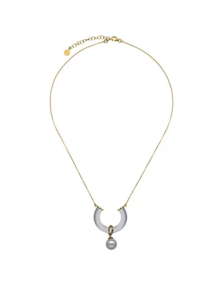 Hot Majorica Golden Necklace With Ayla Pendant In High-Resistance Glass
