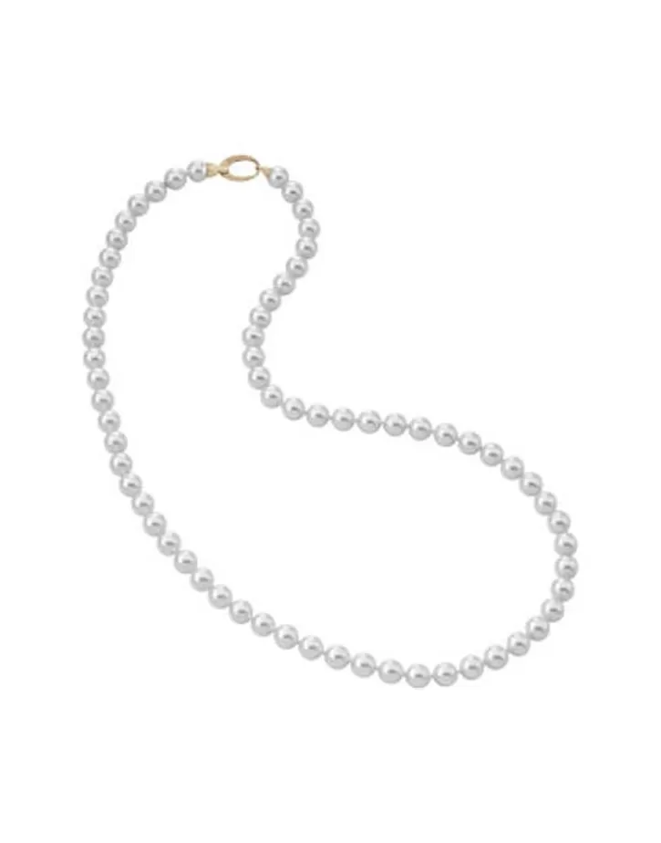 Fashion Majorica Golden Silver Necklace Lyra 10Mm 60Cm