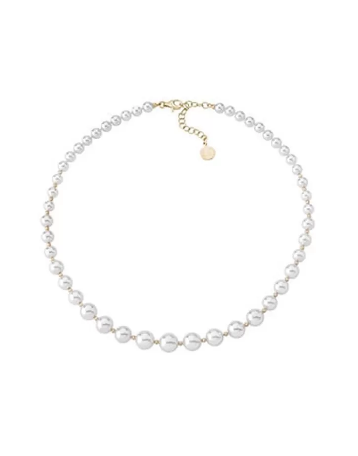 Outlet Majorica Golden Silver Necklace Lyra 6/10Mm 43Cm