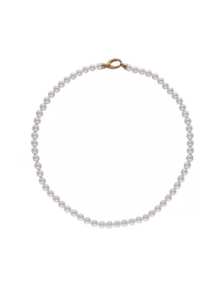 Cheap Majorica Golden Silver Necklace Lyra 7Mm 45Cm