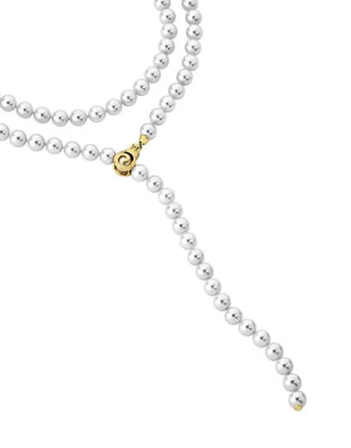 Flash Sale Majorica Golden Silver Necklace Lyra 8Mm 90Cm