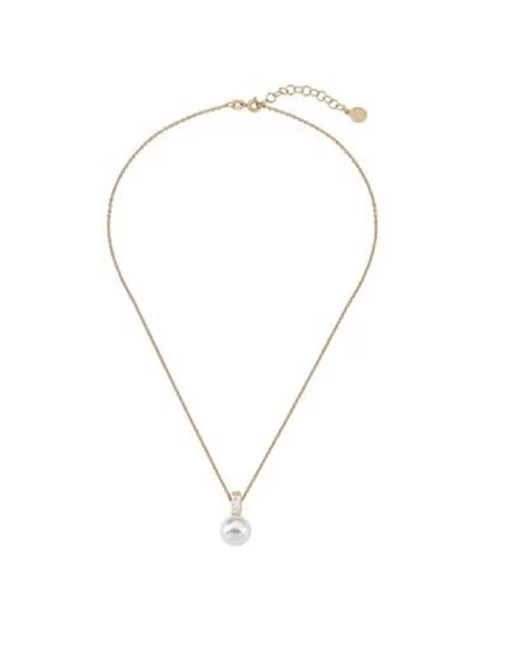 Cheap Majorica Golden Silver Pendant Selene With 10Mm White Pearl And Zircons