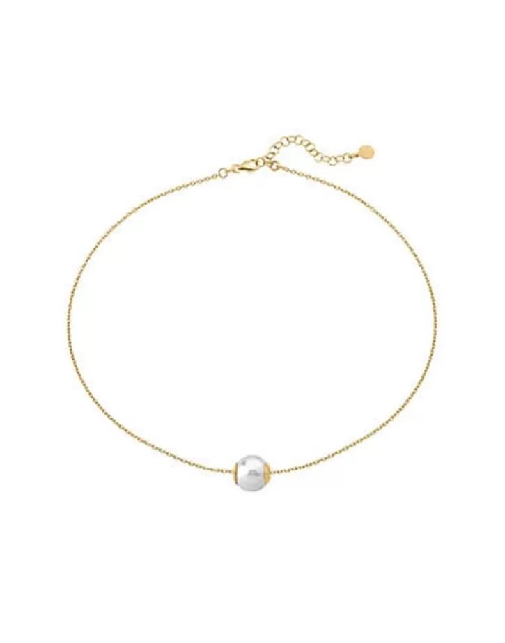 Clearance Majorica Golden Silver Short Pendant Nuada 12Mm