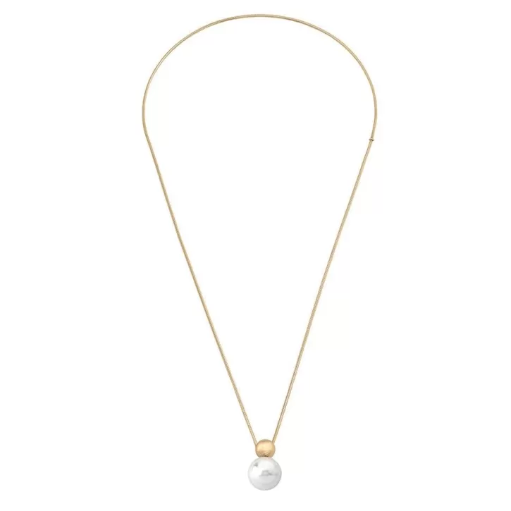 Cheap Majorica Golden Steel Long Necklace Aura