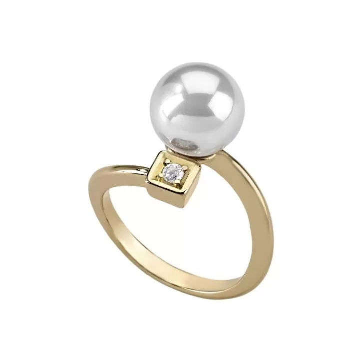 Online Majorica Gold-Plated Ring Selene With 10Mm White Pearl And Zircon