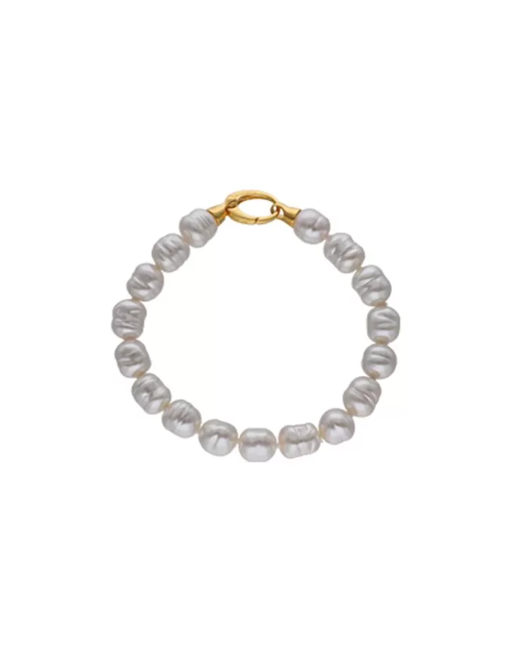 Outlet Majorica Gold-Plated Silver Agora Baroque White Pearl Bracelet