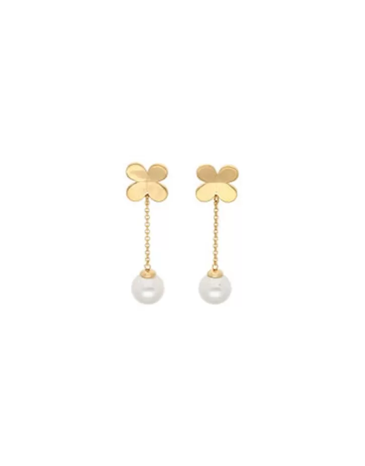 Store Majorica Gold-Plated Silver Clover And Pearl Ayanti Earrings